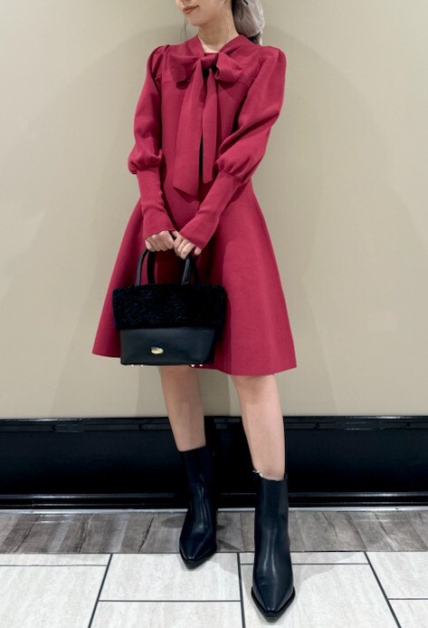 【訳あり】 🎀LILY ウサギ | ボウタイニットミニワンピース🎀 BROWN ワンピース