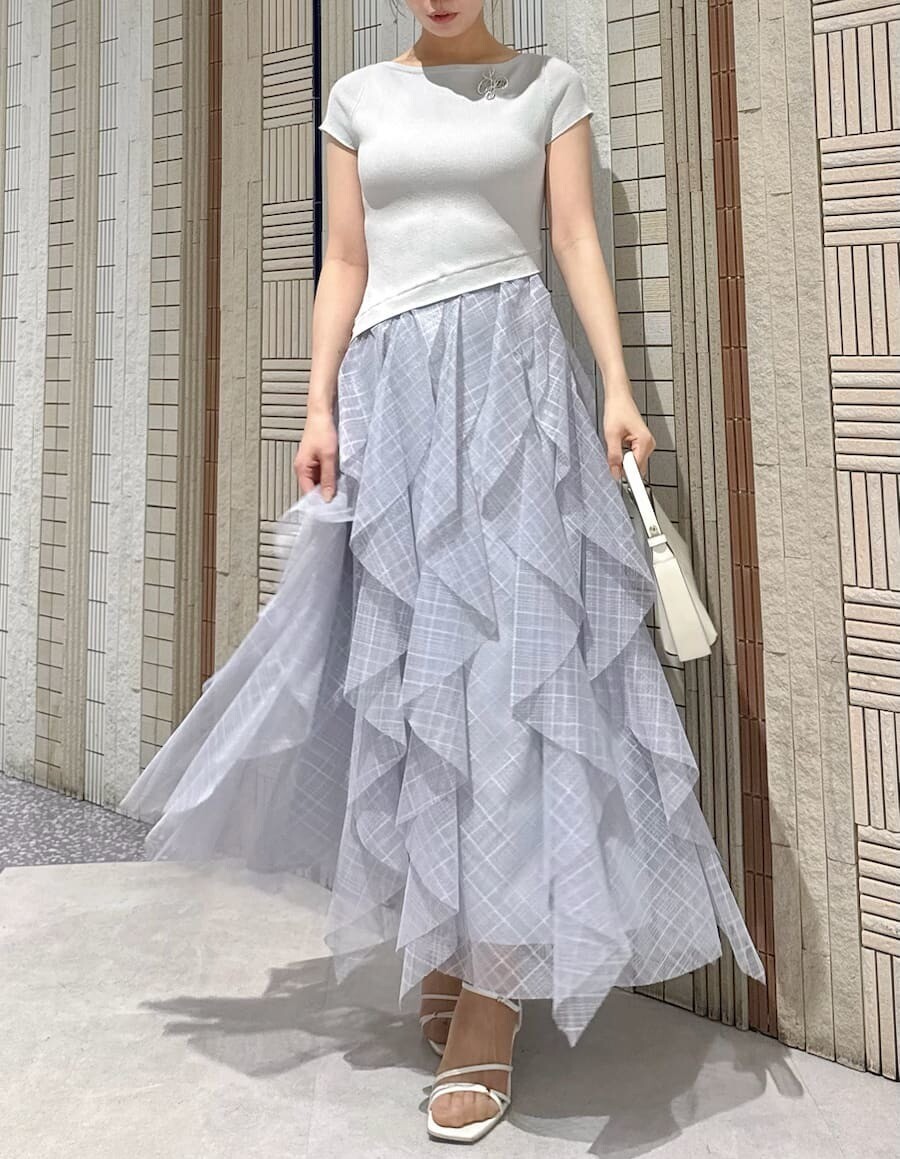 CELFORD ラッフルスカートニットドッキングワンピ BRW 38