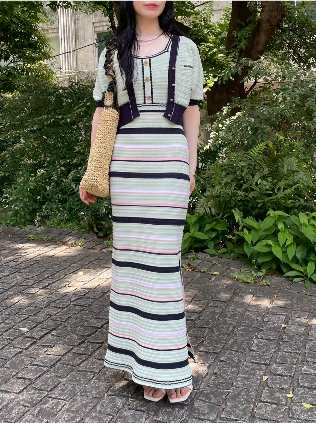 LILY BROWN×MARY QUANT】 ハーフスリーブニットカーディガン