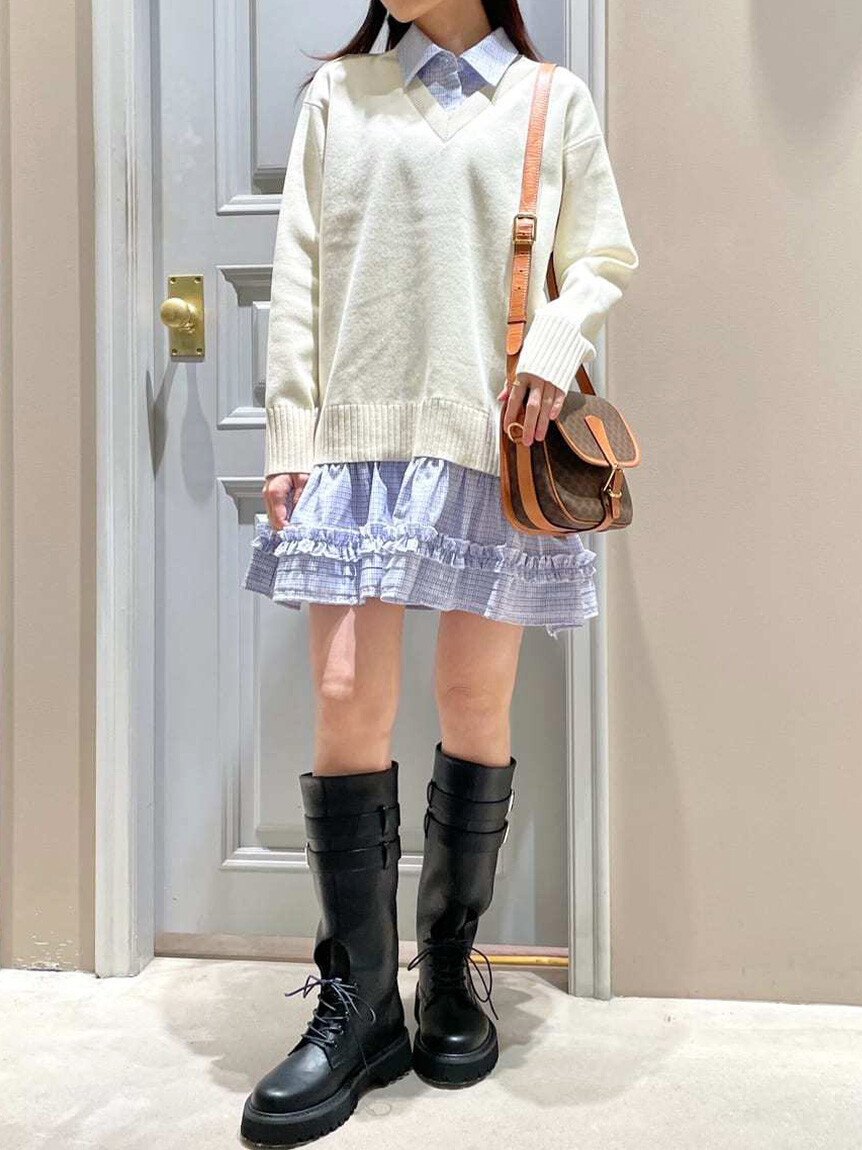 LILY BROWN ティアードが覗くレイヤード風シャツドッキングワンピース