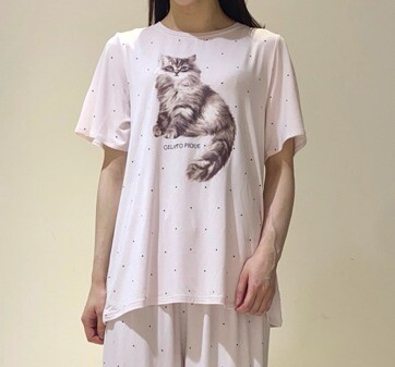 新品 CATドット柄ワンポイントTシャツ パンツ ジェラートピケ