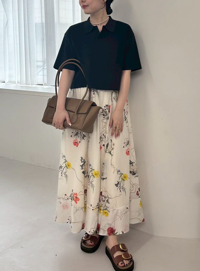 MilaOwen🌿短丈スキッパーポロニット×スカートSET UP🌿