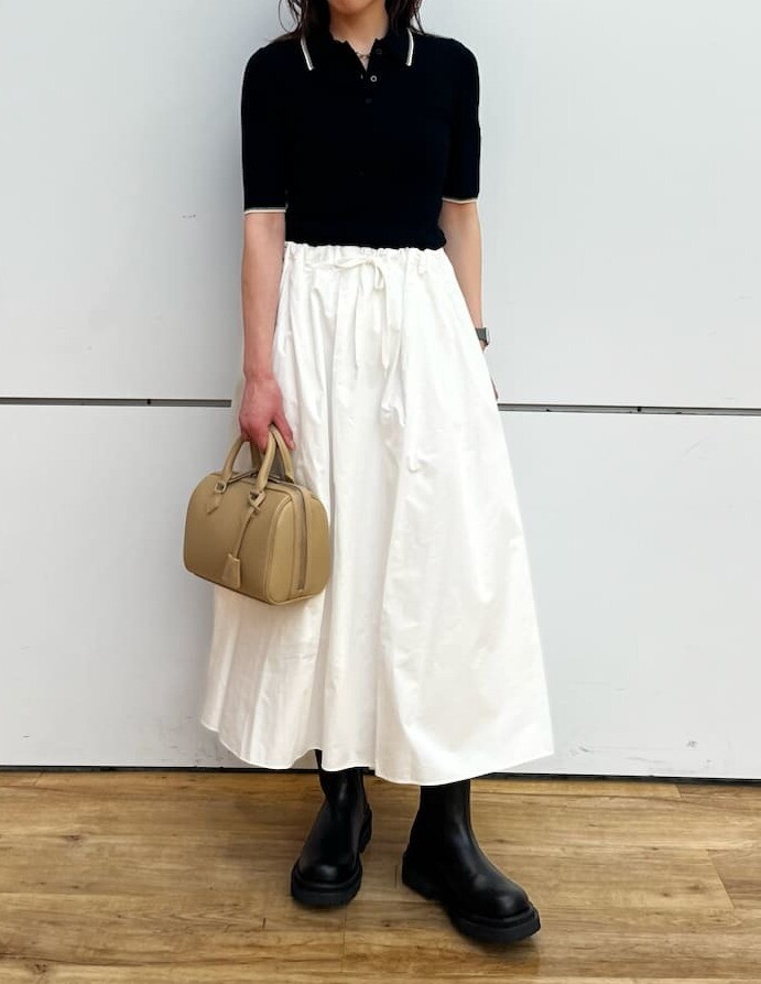 MilaOwen 🍿ポロニット×タックフレアスカートドッキングワンピース🍿