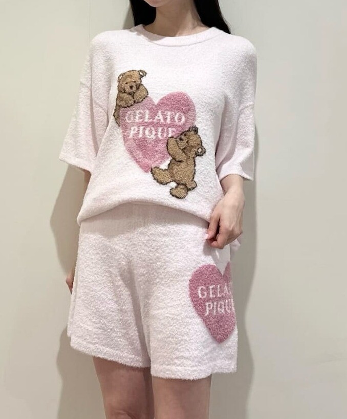 gelato pique ⚓【接触冷感】スムーズィーBEAR　HEART ジャガードプルオーバー⚓スムーズィー HEART ジャガードショートパンツ