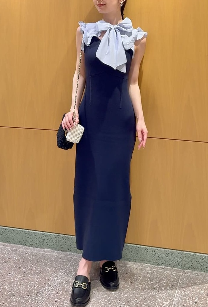 SNIDEL　顔まわりが華やぐ、ドッキングニットワンピース🌼