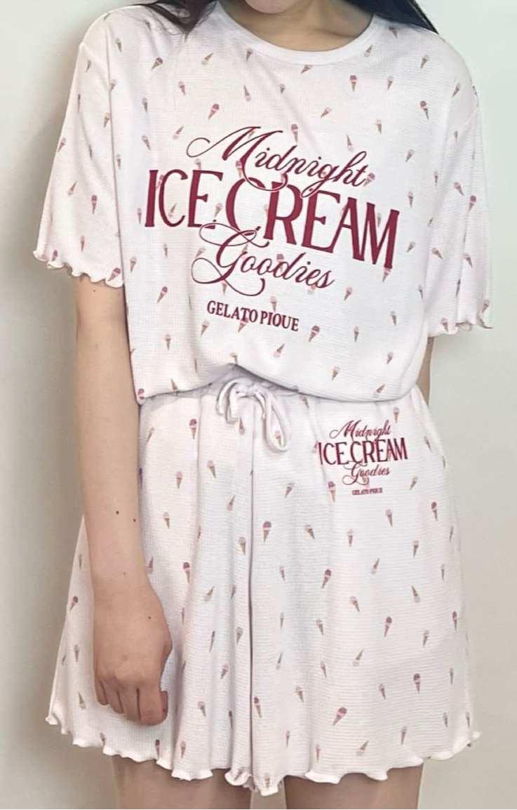 gelato pique🍨【接触冷感】アイス柄ワッフルプルオーバー、アイス柄ワッフルショートパンツ🍨