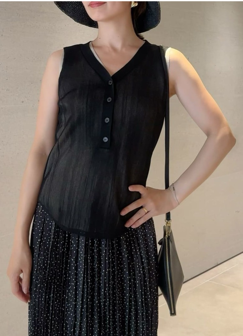 🌱Mila Owen🌱レイヤード配色がお洒落な２枚重ねのアカ抜けヘンリーネックニット