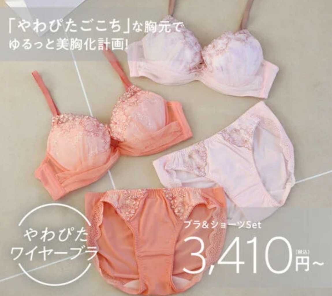 【NEW】やわぴたワイヤーブラ ブラ＆ショーツセット　マイリトルガーデン🪽🍊