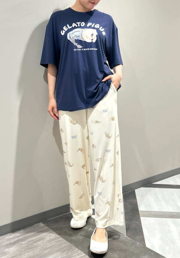 gelato pique🐈【HOMME】sleeping cat ワンポイントTシャツ＆sleeping cat 総柄ロングパンツ🐈