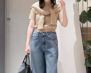 FRAY I.D　🍎【ウォッシャブル】ハーフスリーブケーブルニットトップ🍎