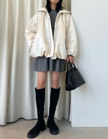 【SALE】emmi 撥水リブカラーバルーンデザインブルゾン💚