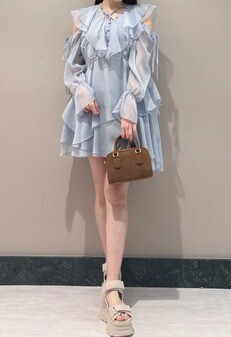 SNIDEL🌸Sustainableプリントフリルミニワンピース🌸