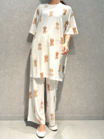 gelato pique トイプードル柄のビッグTシャツ 