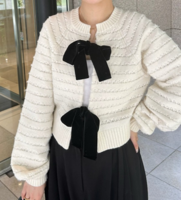 LILY BROWN ベロアリボンカーディガン