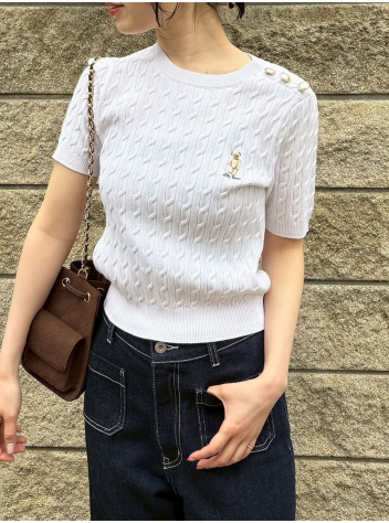 LILY BROWN マリンなアクセントに仕上げたLily Bearケーブルニット🐻