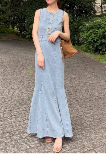 💗SNIDEL💗カジュアルでフェミニンなマーメードシルエットのデニムワンピース🧜🏻‍♀️
