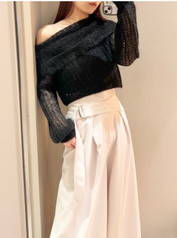 SNIDEL❤ワンショルダーのモヘアシアーニットプルオーバー