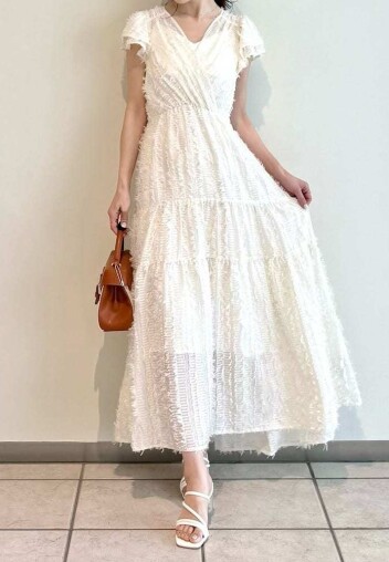 FRAY I.D 🪷フリンジジャカードティアードワンピース🪷
