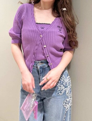 LILY BROWN 🎶【LILY BROWN×ANNA SUI】バイカラーニットキャミソール・レースニットカーディガン
